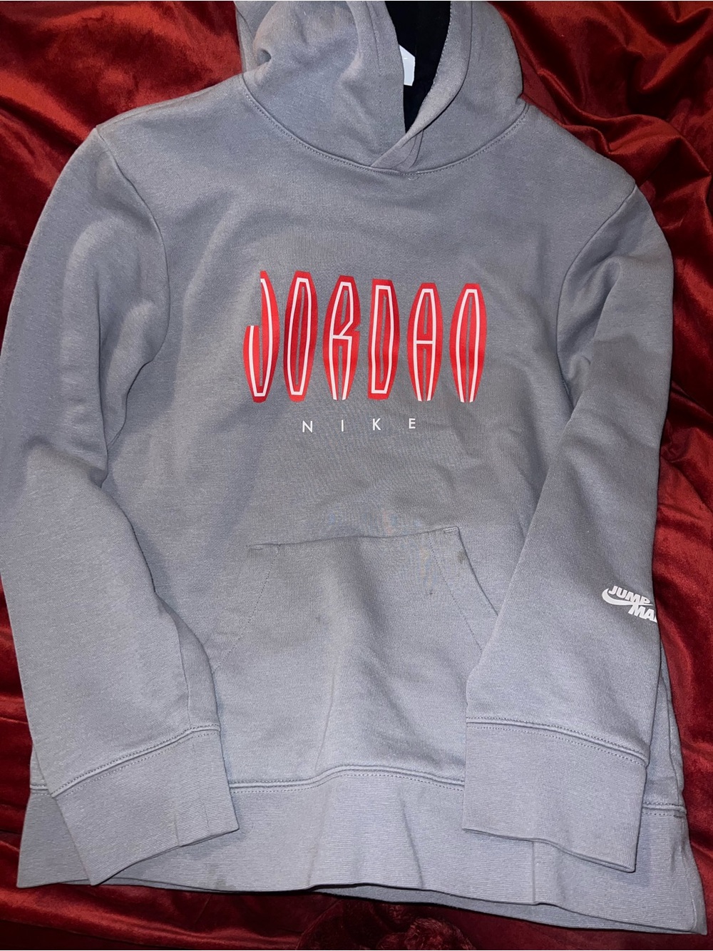 Nike Gray Crewneck Hoodie with Red Jordan Graphic